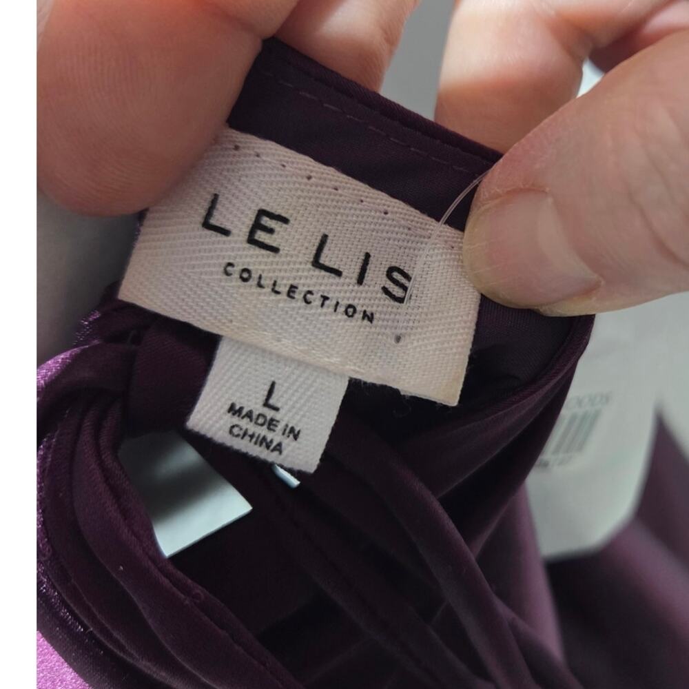Le Lis Purple Satin Cowl Neck Mini Dress Size Large NWOT - Picture 4 of 7